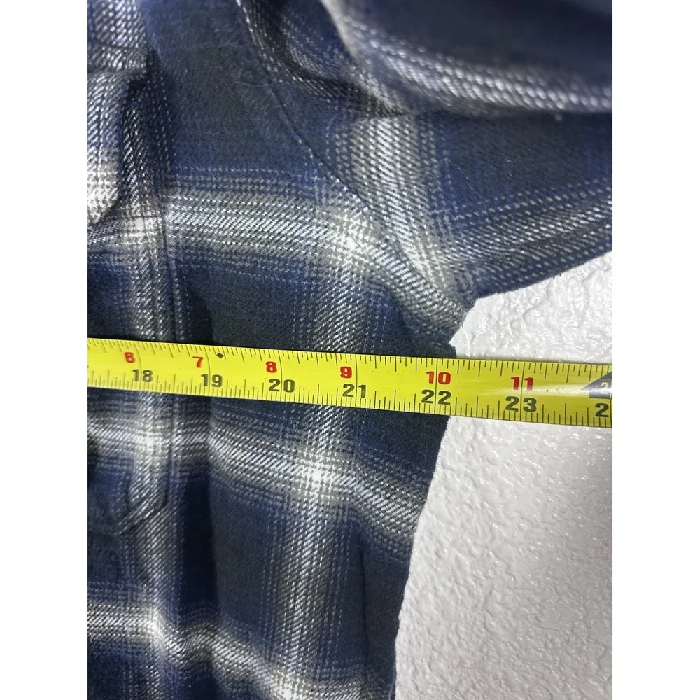 Banana Republic Men's Plaid Wool Blend Overshirt Jacket Blue Gray Size Large